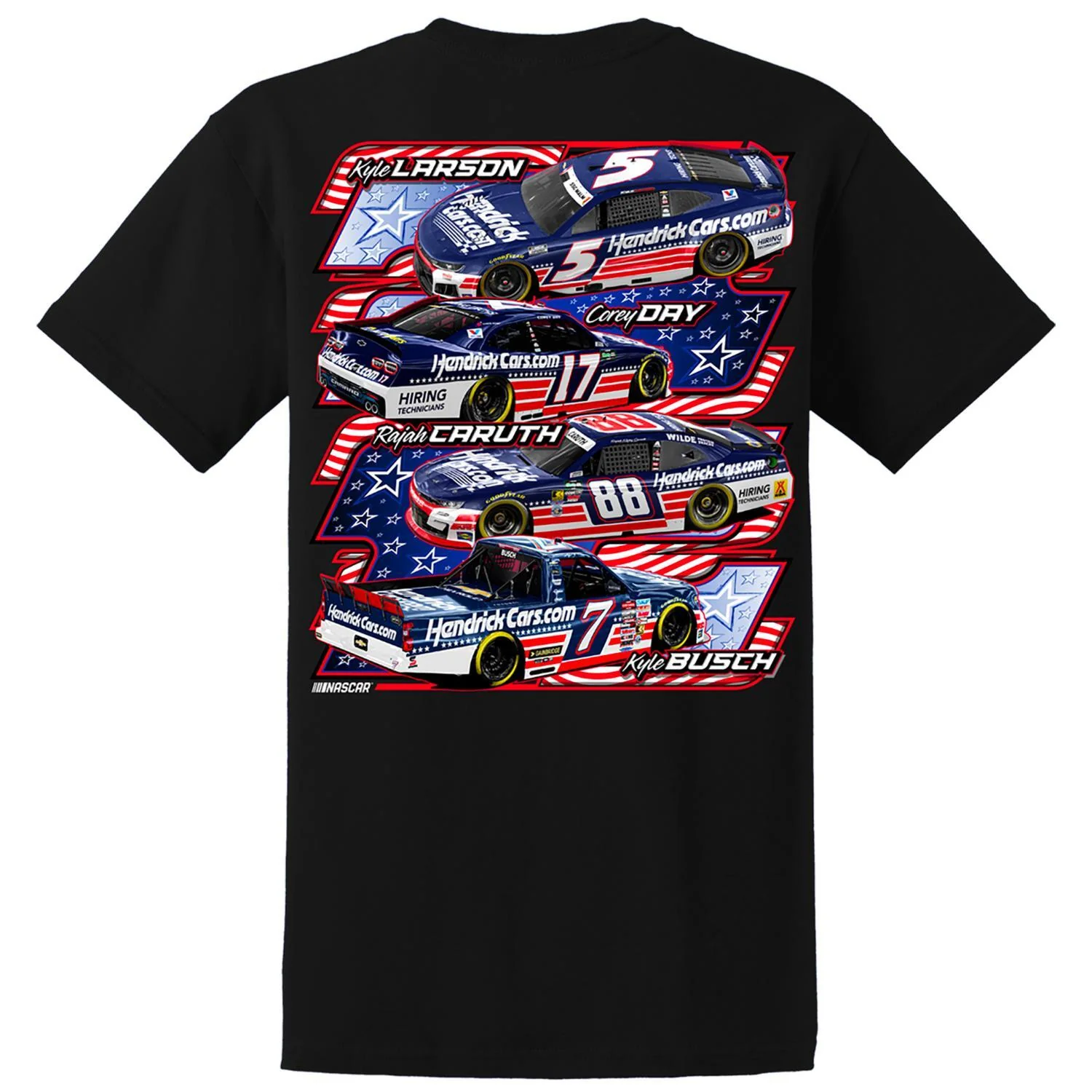 HendrickCars.com 4-Car Black Patriotic T-shirt - Image 3