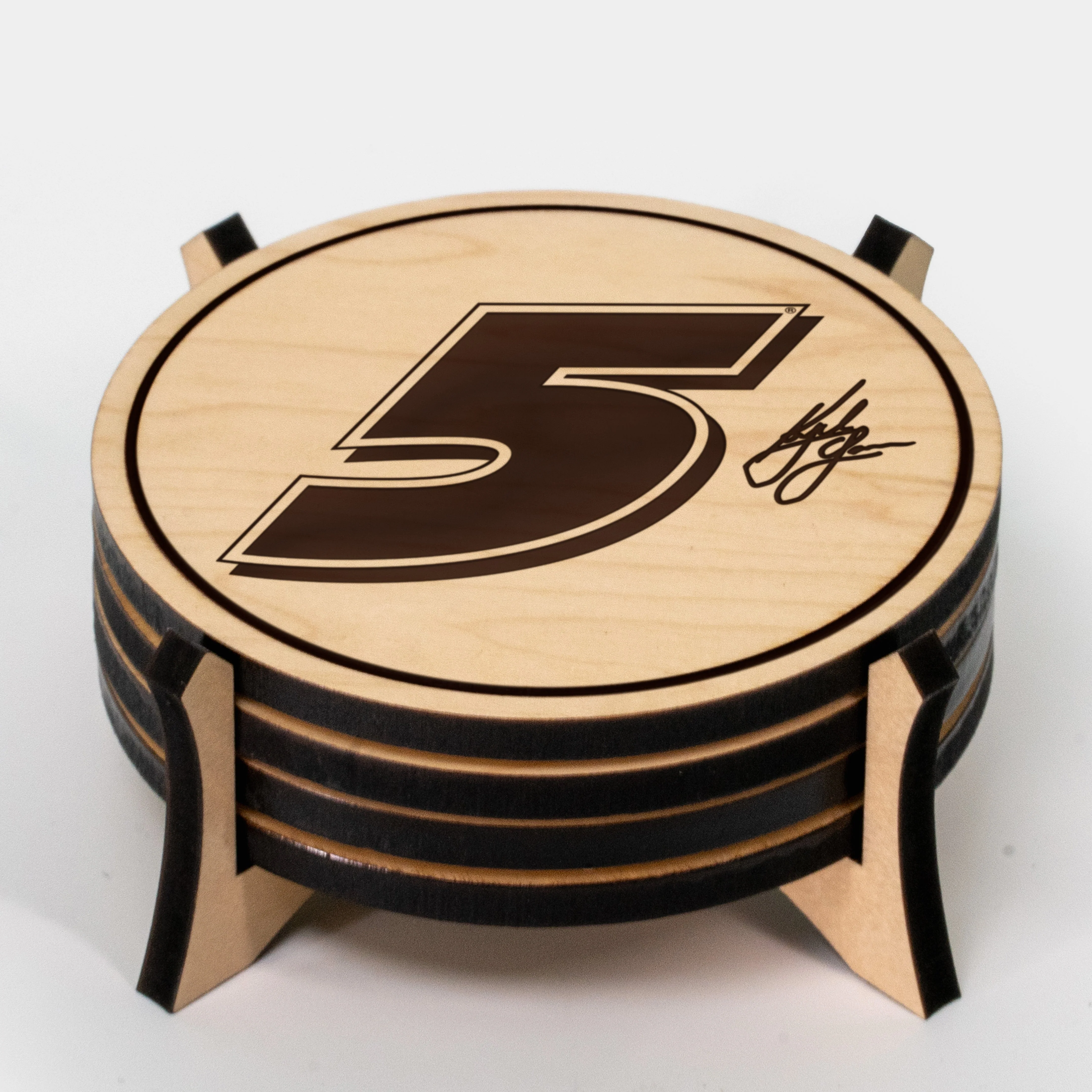 Kyle Larson #5 Wooden Coaster Set - Image 2