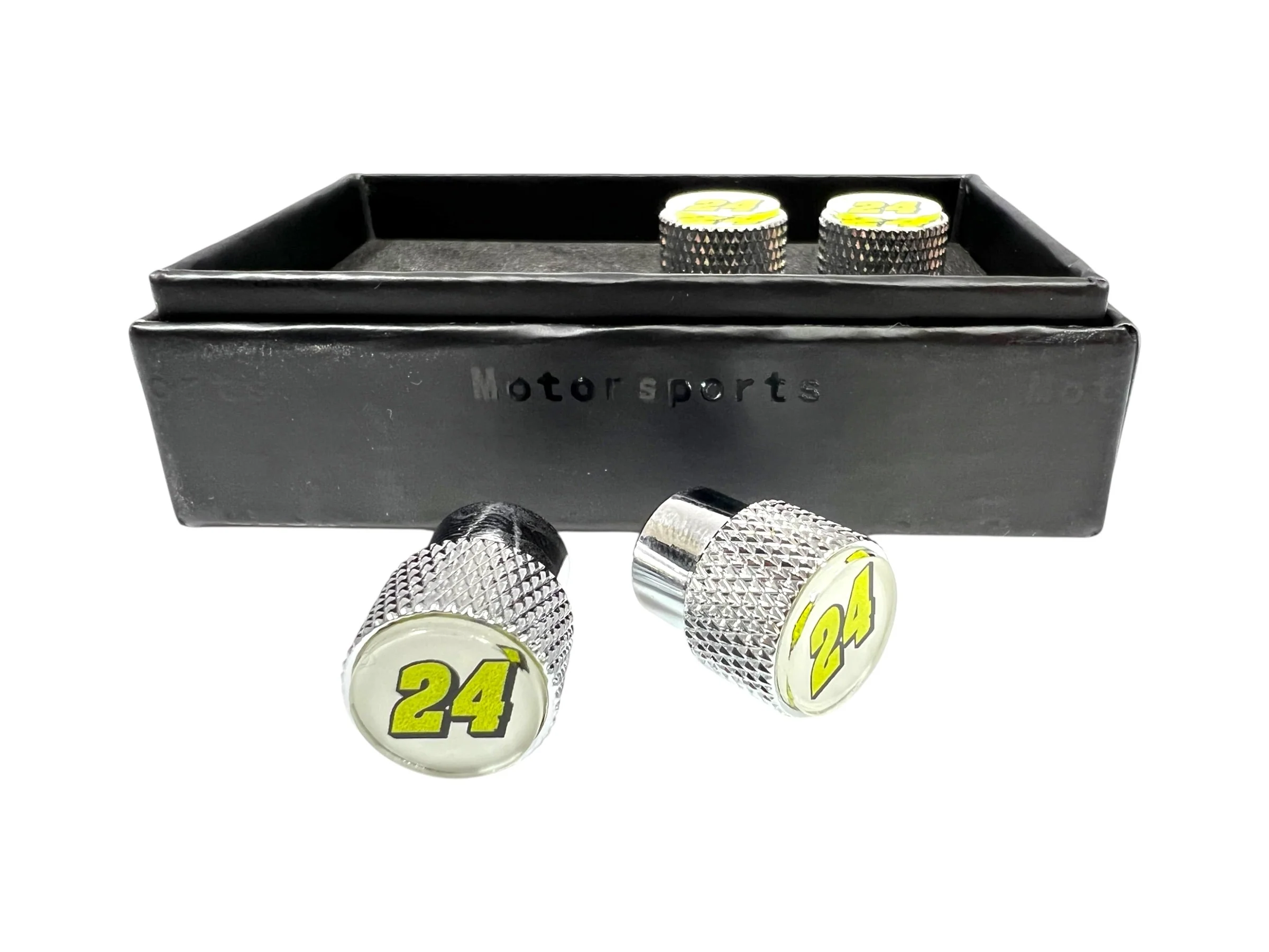 William Byron #24 Raptor Chrome Knurled Valve Stem Caps